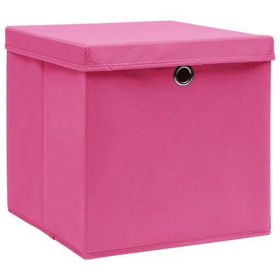VIDAXL -Speicherboxen mit Deckel 4 PCs 32x32x32 cm Stoff rosa