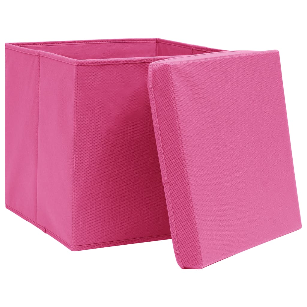 VIDAXL -Speicherboxen mit Deckel 4 PCs 32x32x32 cm Stoff rosa