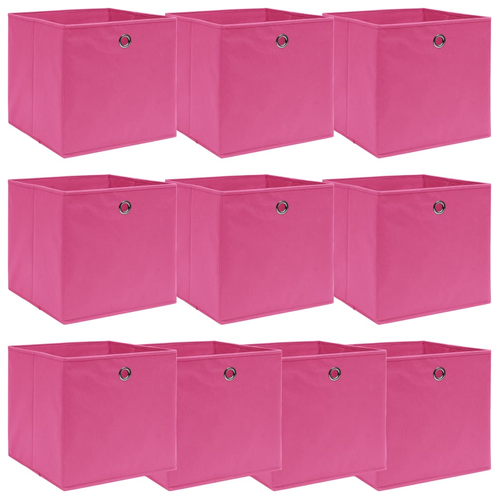 VIDAXL -Speicherboxen 10 PCs 32x32x32 cm Stoff rosa