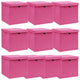 VIDAXL -Speicherboxen mit Deckel 10 PCs 32x32x32 cm Stoff rosa