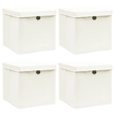VIDAXL -Speicherboxen mit Deckel 4 PCs 32x32x32 cm Stoff weiß