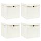 VIDAXL -Speicherboxen mit Deckel 4 PCs 32x32x32 cm Stoff weiß