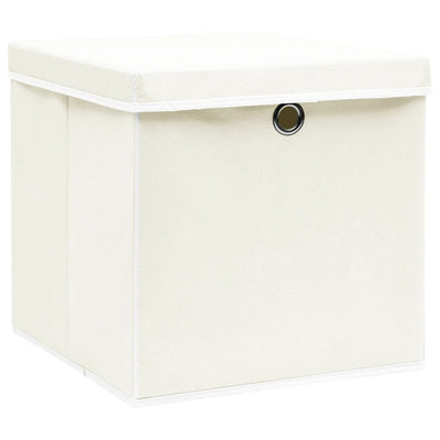VIDAXL -Speicherboxen mit Deckel 4 PCs 32x32x32 cm Stoff weiß