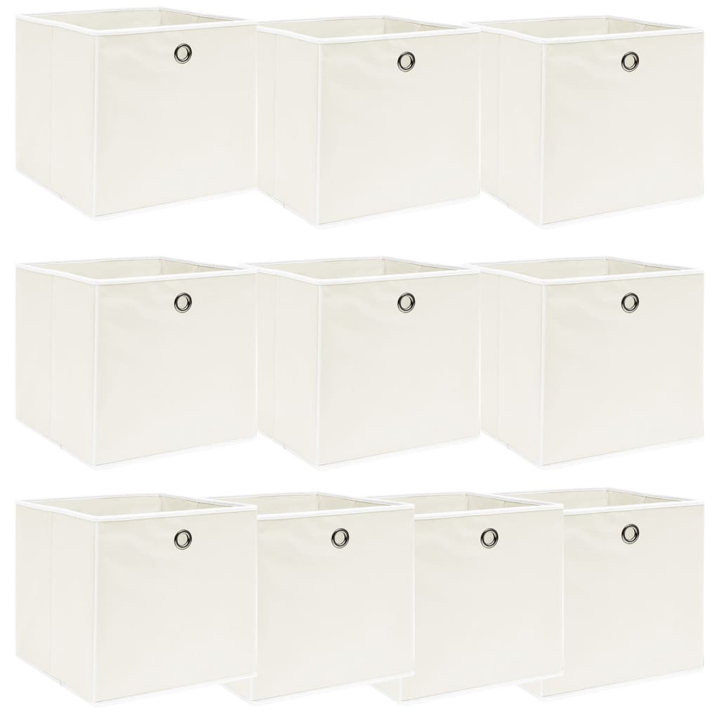 VIDAXL -Speicherboxen 10 PCs 32x32x32 cm Stoff weiß
