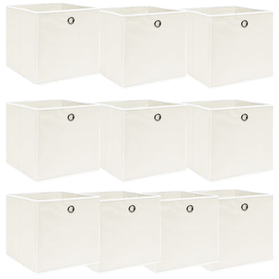 VIDAXL -Speicherboxen 10 PCs 32x32x32 cm Stoff weiß