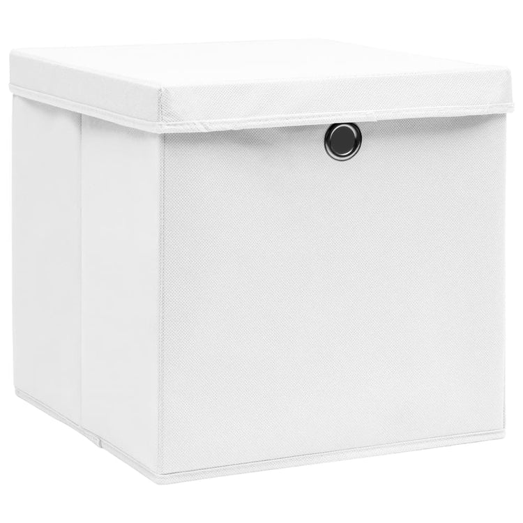 Vidaxx Aufbewahrungsboxen mit Deckel 10 Stück 32x32x32 cm Stoff weiß