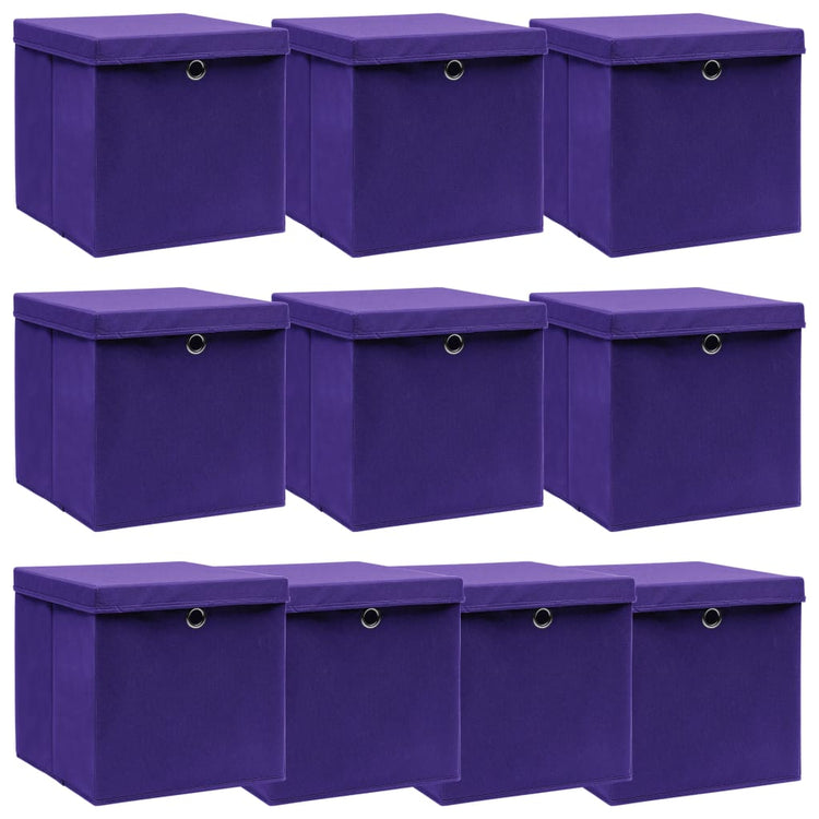 VIDAXL -Speicherboxen mit Deckel 10 PCs 32x32x32 cm Stoff lila lila