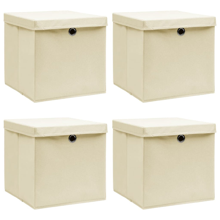 VIDAXL -Speicherboxen mit Deckel 4 -PCs 32x32x32 cm Stoffcreme -Colored