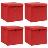 VIDAXL -Speicherboxen mit Deckel 4 PCs 32x32x32 cm Stoff rot - afbeelding 1