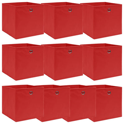 VIDAXL -Speicherboxen 10 PCs 32x32x32 cm Stoff rot
