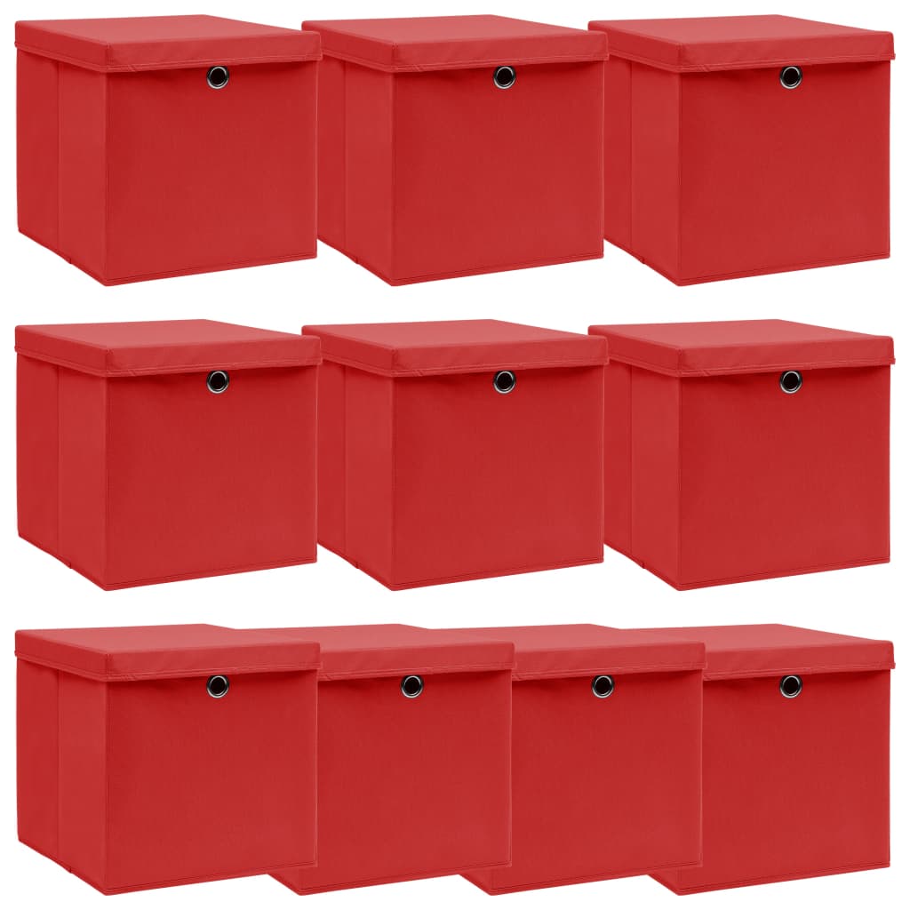 VIDAXL -Speicherboxen mit Deckel 10 PCs 32x32x32 cm Gewebe weiß