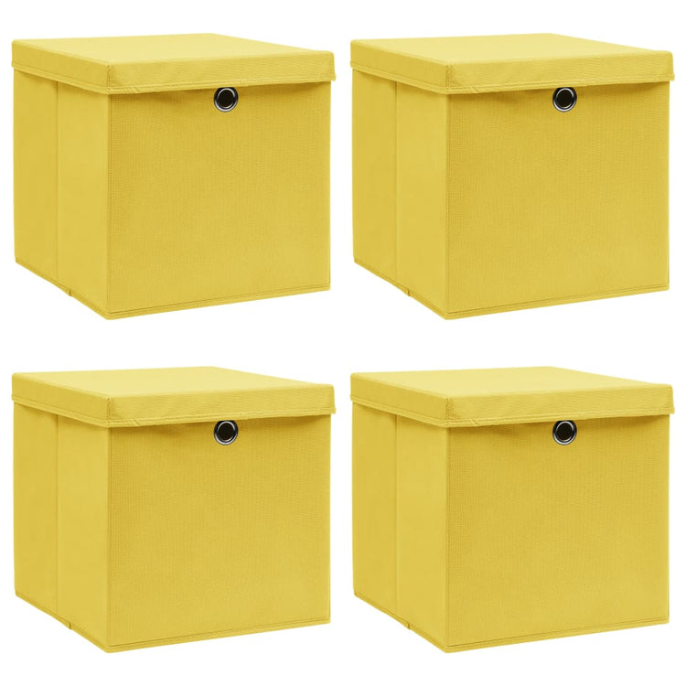 VIDAXL -Speicherboxen mit Deckel 4 PCs 32x32x32 cm Stoff gelbgelb