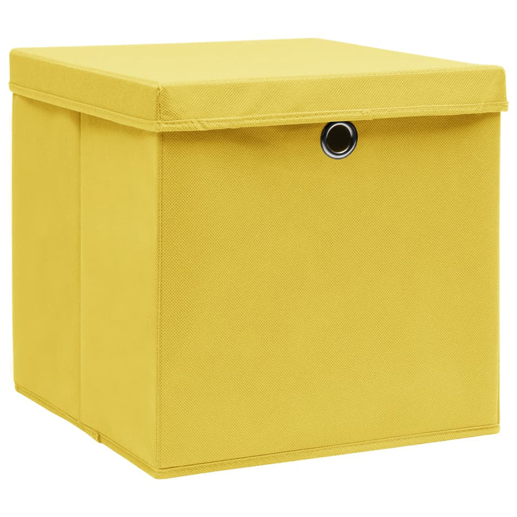 VIDAXL -Speicherboxen mit Deckel 4 PCs 32x32x32 cm Stoff gelbgelb