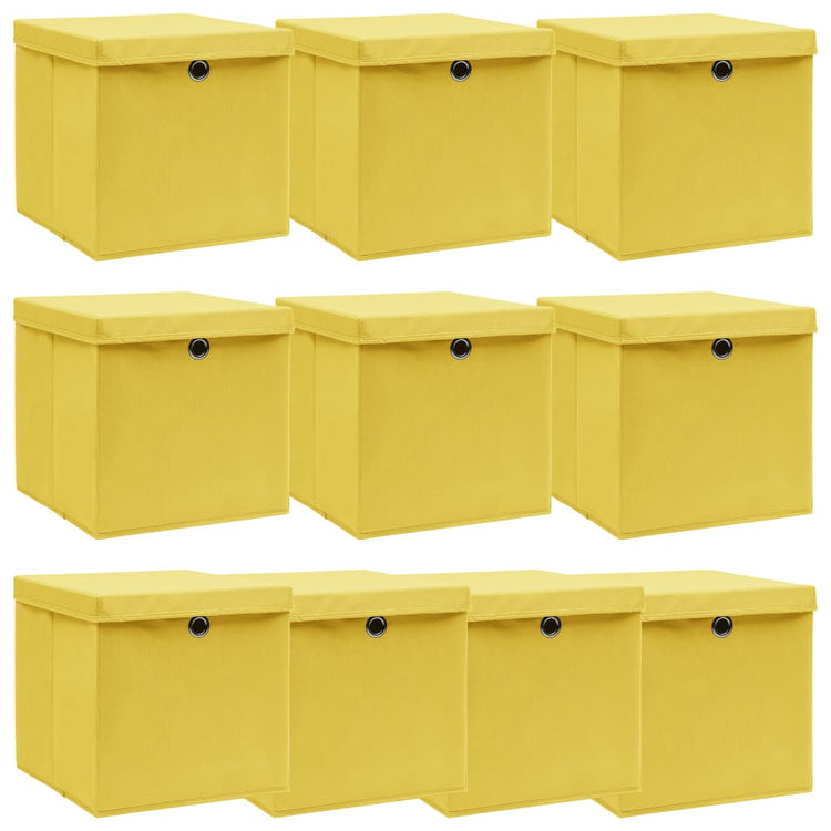 VIDAXL -Speicherboxen mit Deckel 10 PCs 32x32x32 cm Gewebe gelb