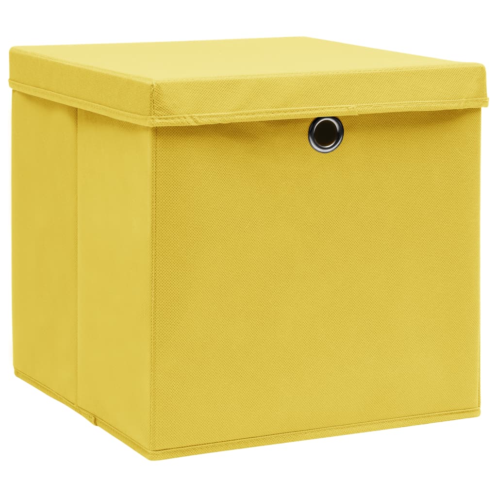 VIDAXL -Speicherboxen mit Deckel 10 PCs 32x32x32 cm Gewebe gelb