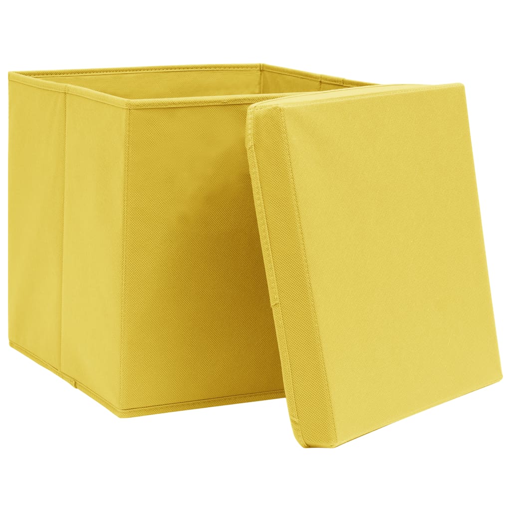 VIDAXL -Speicherboxen mit Deckel 10 PCs 32x32x32 cm Gewebe gelb