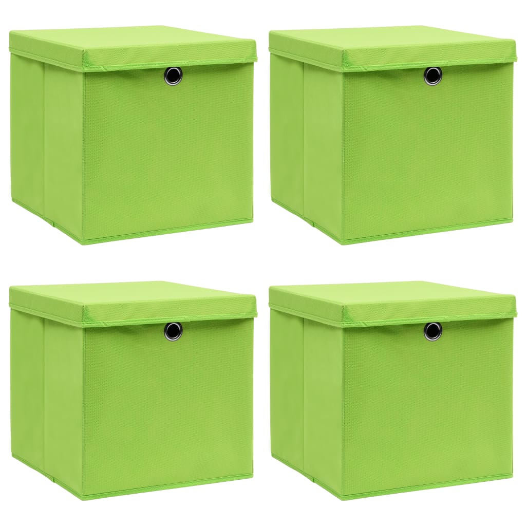 VIDAXL -Speicherboxen mit Deckel 4 PCs 32x32x32 cm Stoff grün