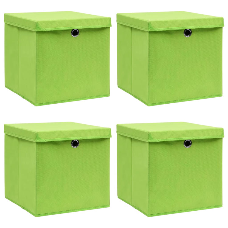 VIDAXL -Speicherboxen mit Deckel 4 PCs 32x32x32 cm Stoff grün