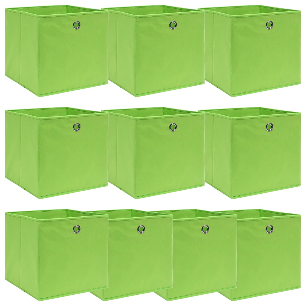 VIDAXL -Speicherboxen 10 PCs 32x32x32 cm Stoff grün