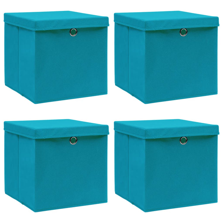 VIDAXL -Speicherboxen mit Deckel 4 PCs 32x32x32 cm Stoff Baby Blau