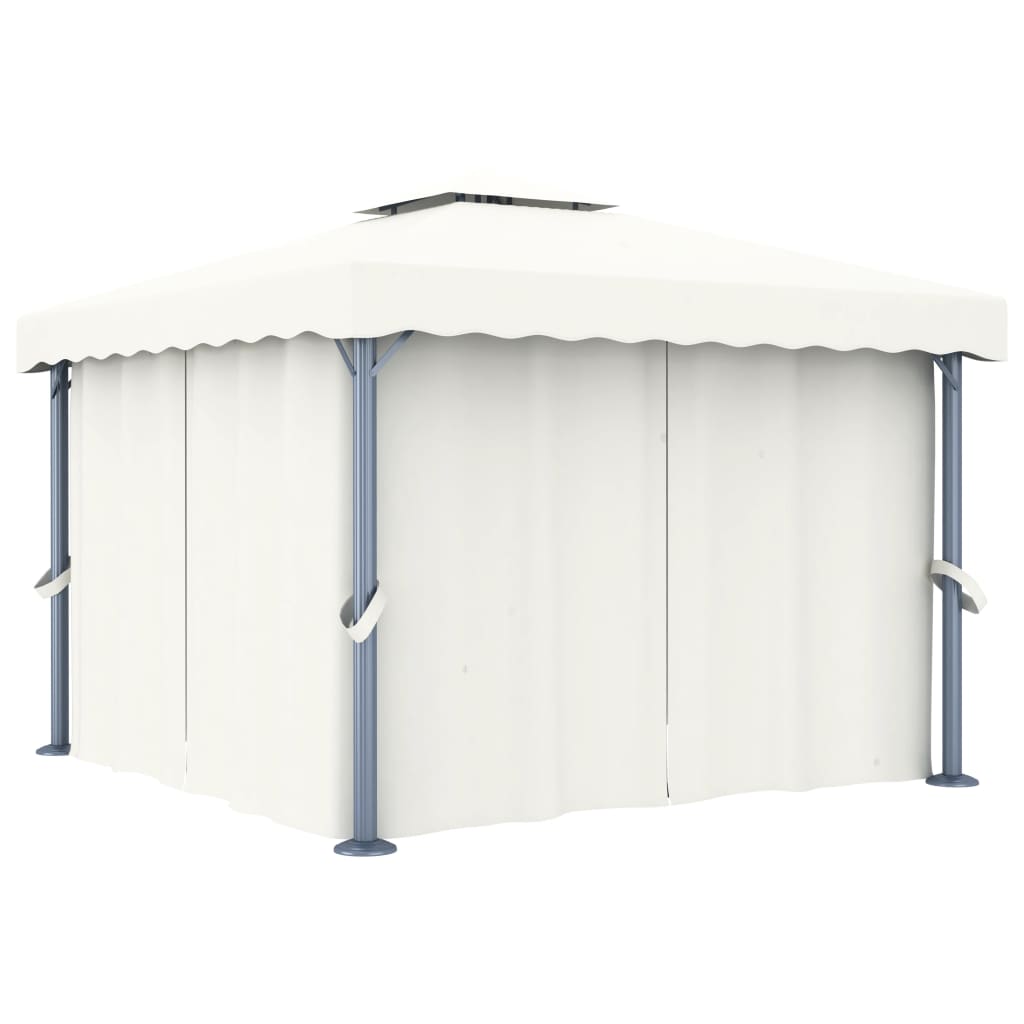 Vidaxl -Laube mit Vorhang 3x3 m Aluminiumcreme weiß