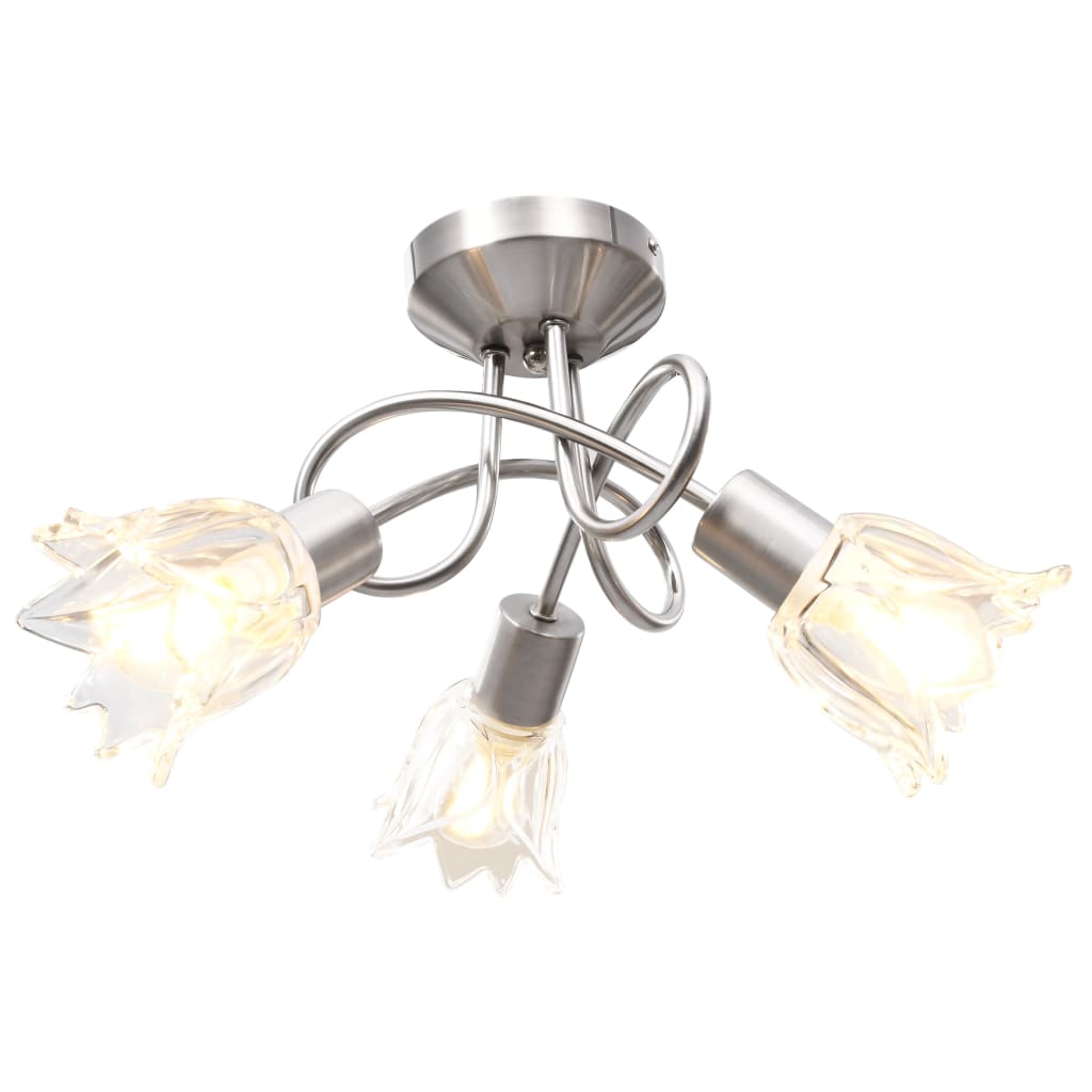 VIDAXL -Deckenlampe mit Glas -Tulpe -verdrängten Kapuzen 3xe14 transparent