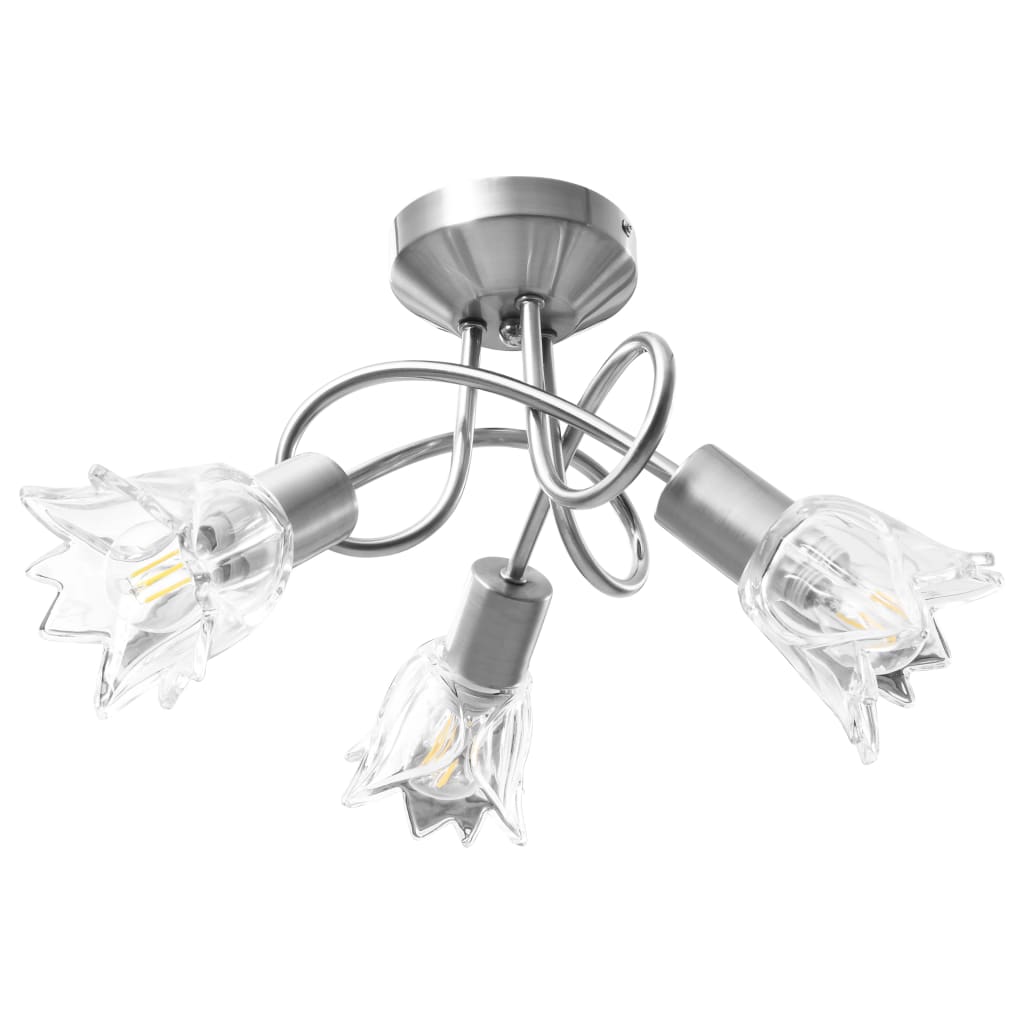VIDAXL -Deckenlampe mit Glas -Tulpe -verdrängten Kapuzen 3xe14 transparent