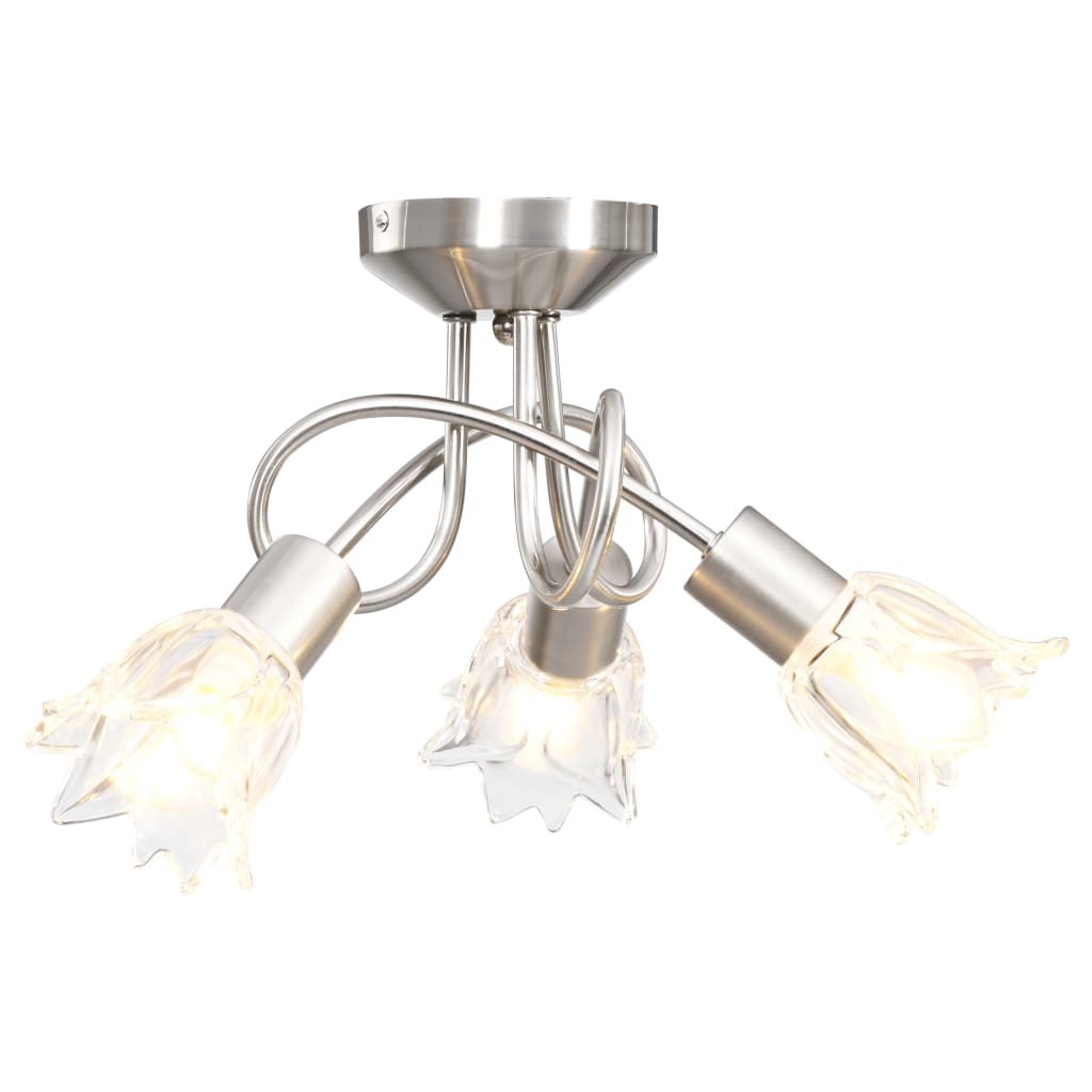VIDAXL -Deckenlampe mit Glas -Tulpe -verdrängten Kapuzen 3xe14 transparent