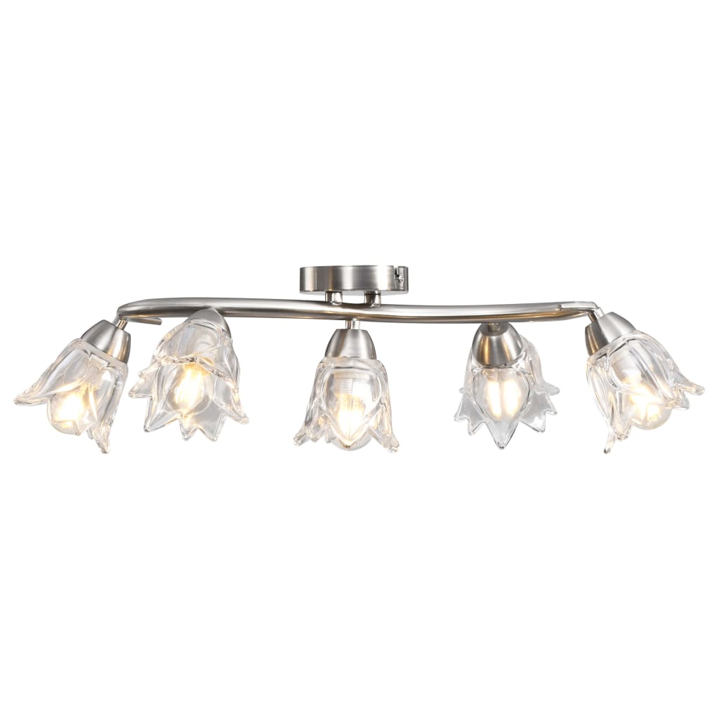 VIDAXL -Deckenlampe mit Glas -Tulpe -verdrängten Kapuzen 5xe14 transparent