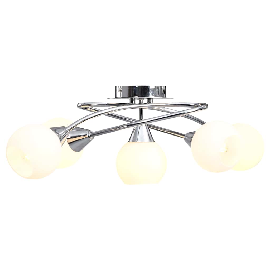 VIDAXL -Deckenlampe mit keramischen Kugelkappen für 5xe14 Weiß