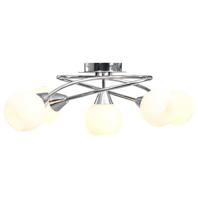 VIDAXL -Deckenlampe mit keramischen Kugelkappen für 5xe14 Weiß