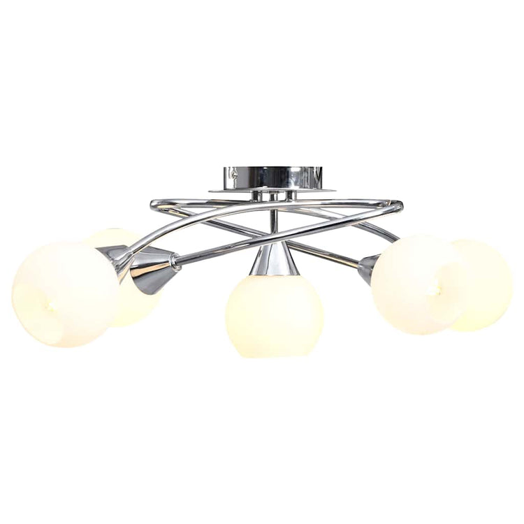 VIDAXL -Deckenlampe mit keramischen Kugelkappen für 5xe14 Weiß