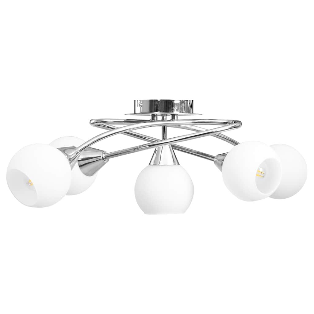 VIDAXL -Deckenlampe mit keramischen Kugelkappen für 5xe14 Weiß