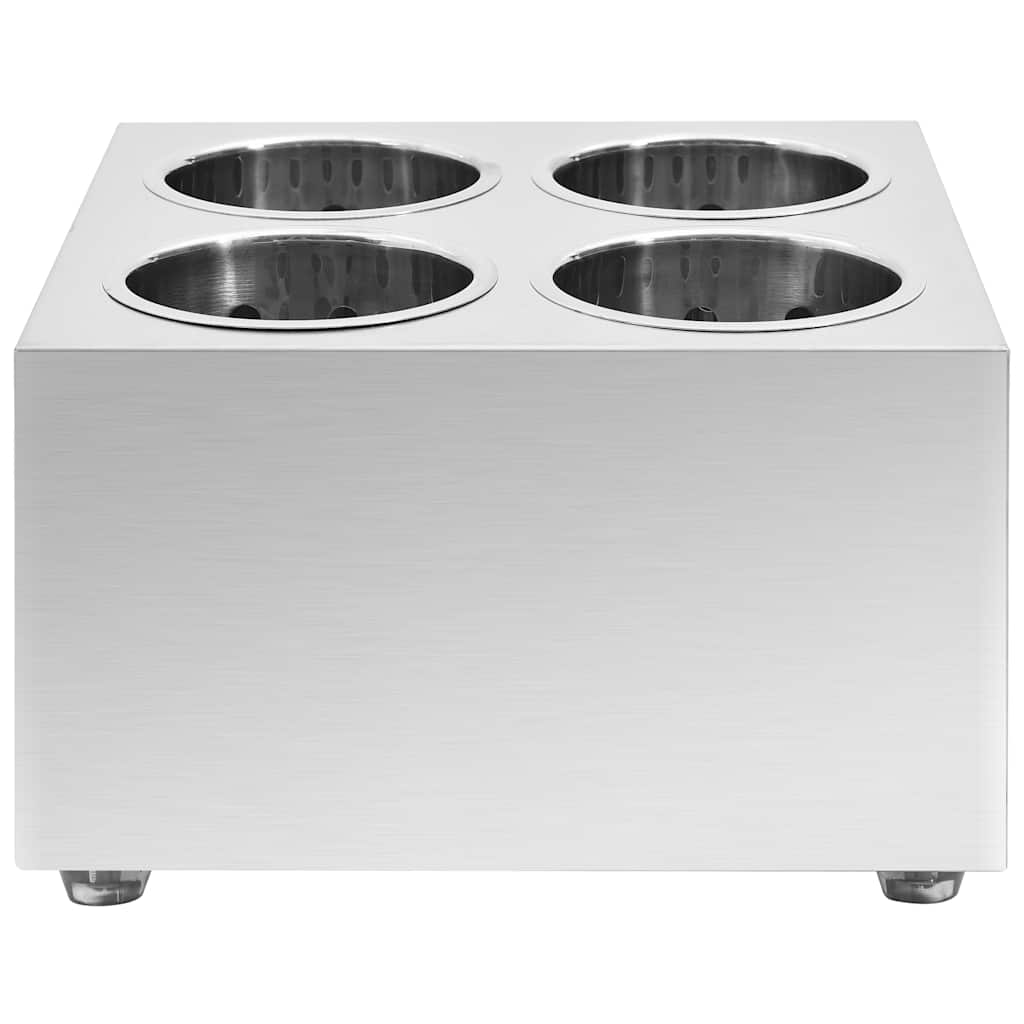 Vidaxl Besteckhalter 4 Fachkompartimente Square Edelstahl
