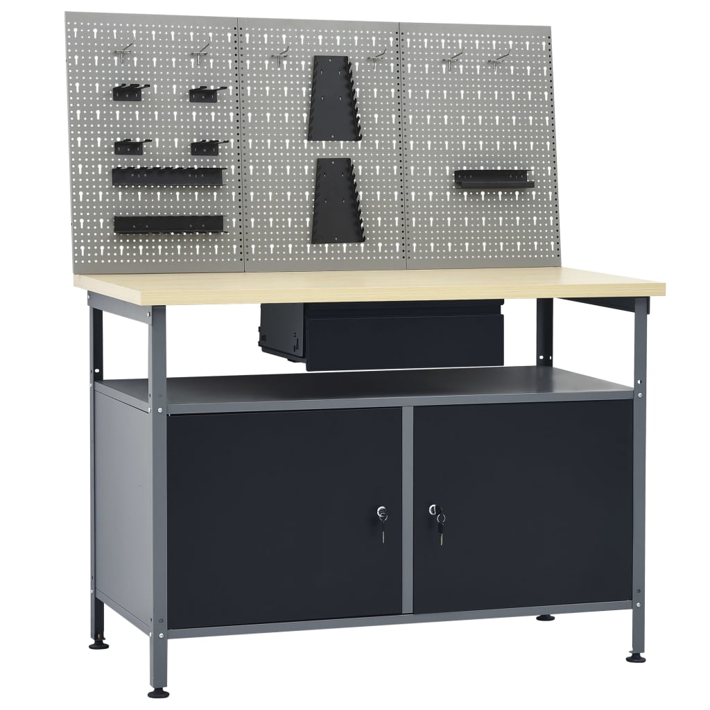 Vidaxl Workbench mit drei Wandpaneele
