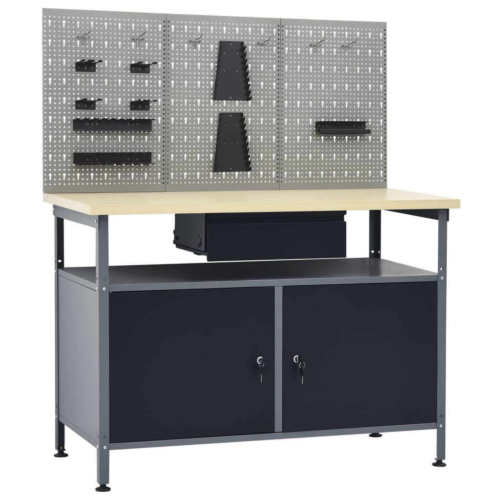 Vidaxl Workbench mit drei Wandpaneele