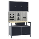 Vidaxl Workbench mit drei Wandpaneele und einem Schrank - afbeelding 1