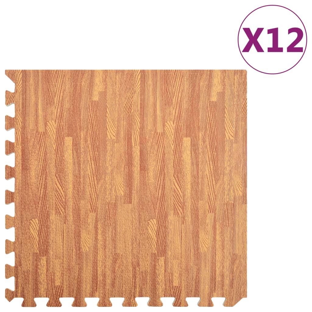 Vidaxl -Bodenmatten 12 ST 4.32 ㎡ EVA -Schaumholz -Holzkorndruck