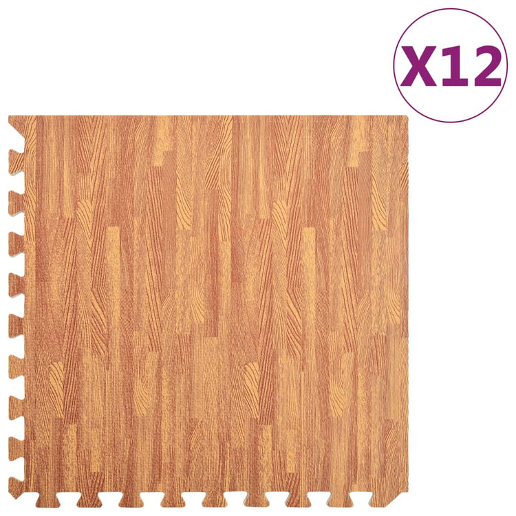 Vidaxl -Bodenmatten 12 ST 4.32 ㎡ EVA -Schaumholz -Holzkorndruck
