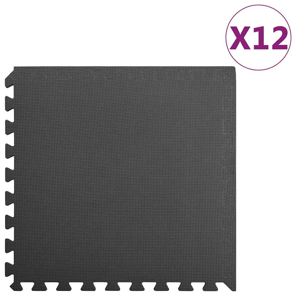 Vidaxl -Bodenmatten 12 ST 4.32 ㎡ EVA -Schaumschwarz