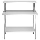 Vidaxx Küchenarbeitstisch mit Ablageplatte 120x60x120 cm aus Edelstahl - afbeelding 3