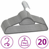 VIDAXL 20-teiliger Kleidungsschwertere-Anti-Rutsch-Samtgrau - afbeelding 1