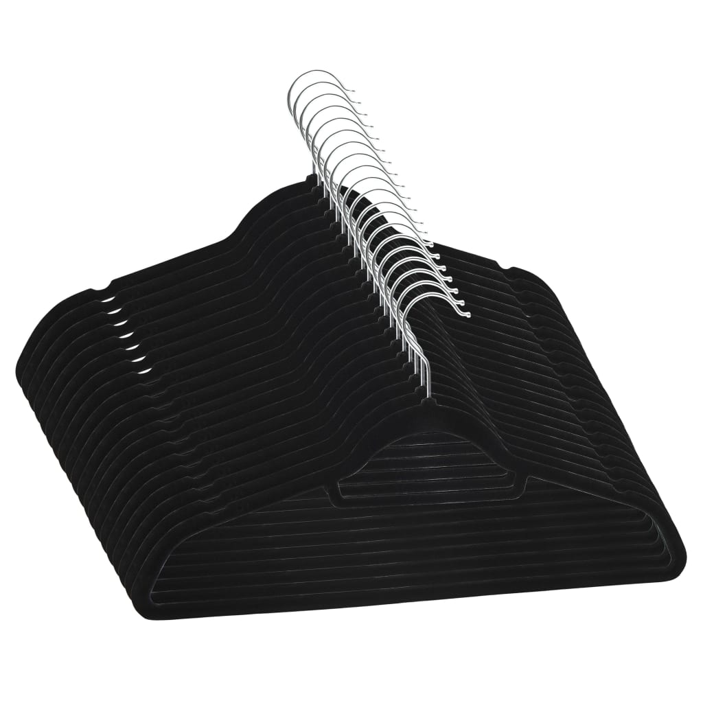 VIDAXL 20-teiliger Kleidungsschalter Set Anti-Slip Samt Schwarz