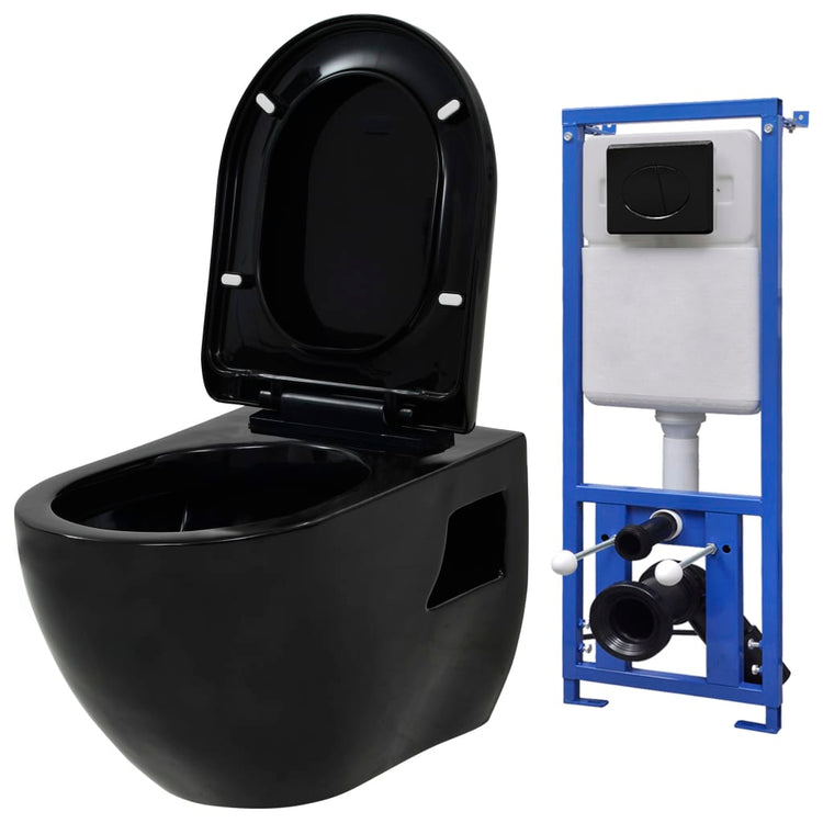 Vidaxl hängende Toilette mit verstecktem Zisternkeramikschwarz
