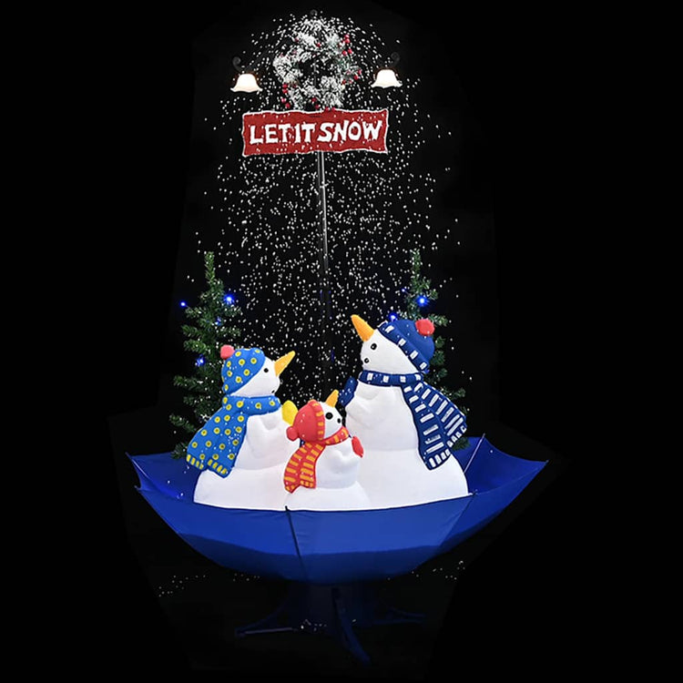 Vidaxl Weihnachtsbaum schneit mit Regenschirme 170 cm PVC Blau