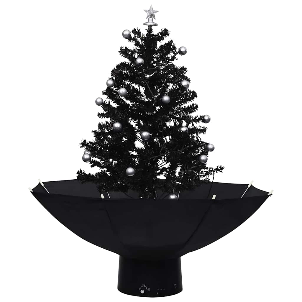 Vidaxl Weihnachtsbaum schneit mit Regenschirme 75 cm PVC Schwarz