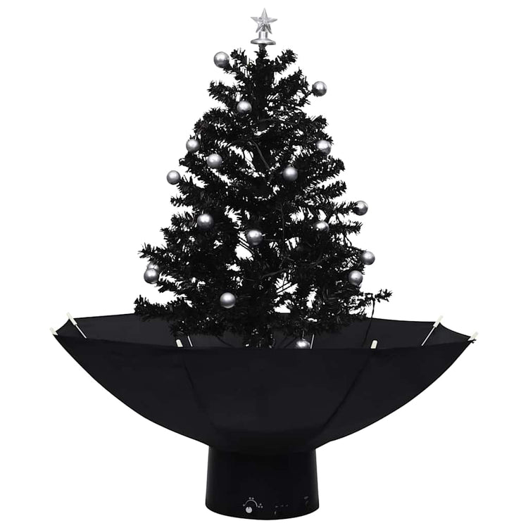 Vidaxl Weihnachtsbaum schneit mit Regenschirme 75 cm PVC Schwarz
