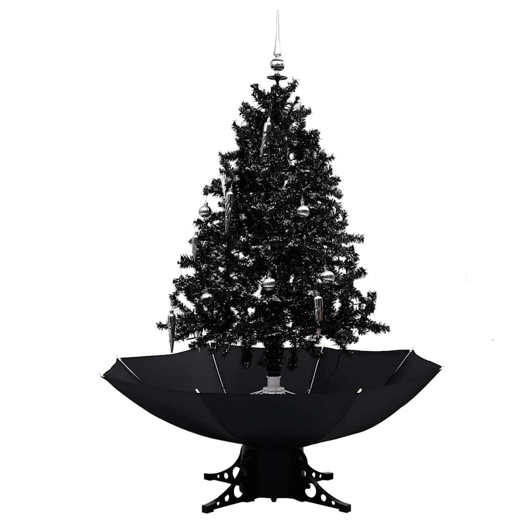 Vidaxl Weihnachtsbaum schneit mit Regenschirme 140 cm PVC Schwarz