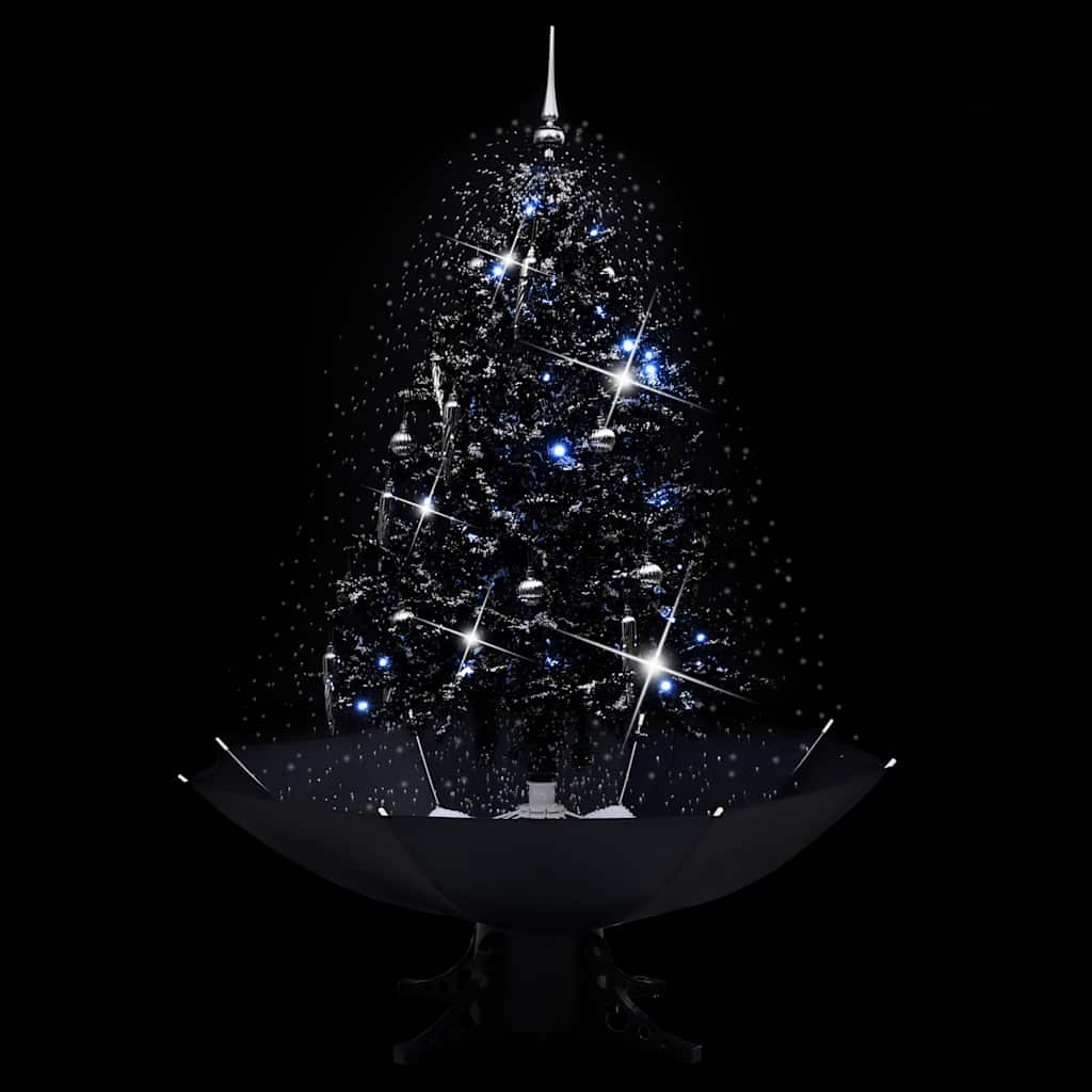 Vidaxl Weihnachtsbaum schneit mit Regenschirme 140 cm PVC Schwarz