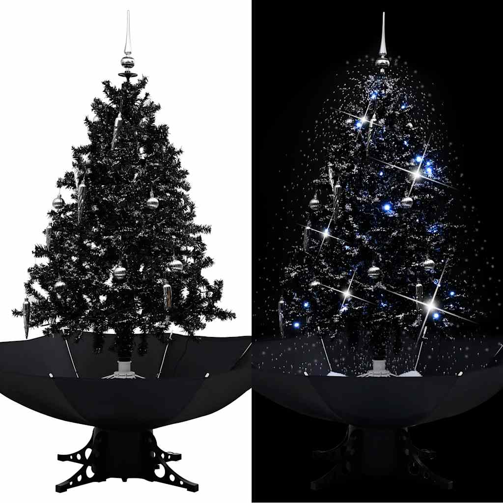 Vidaxl Weihnachtsbaum schneit mit Regenschirme 140 cm PVC Schwarz